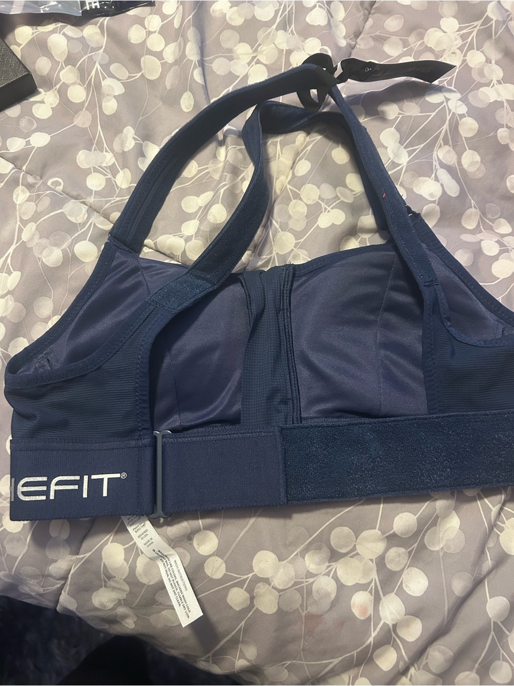 SHEFIT Front-Zip High Support Sports Bra - Navy Blue - Picture 2 of 3